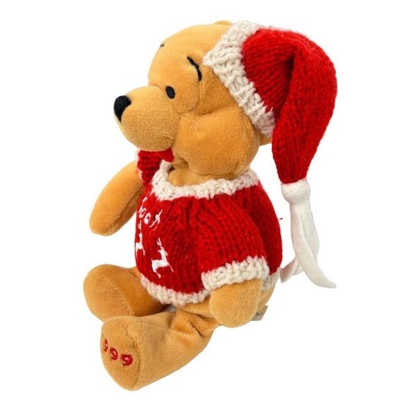 Disney Winnie the Pooh Winter Sweater Mini Bean Bag 8" Plush 1999 With Tags - Picture 2 of 6